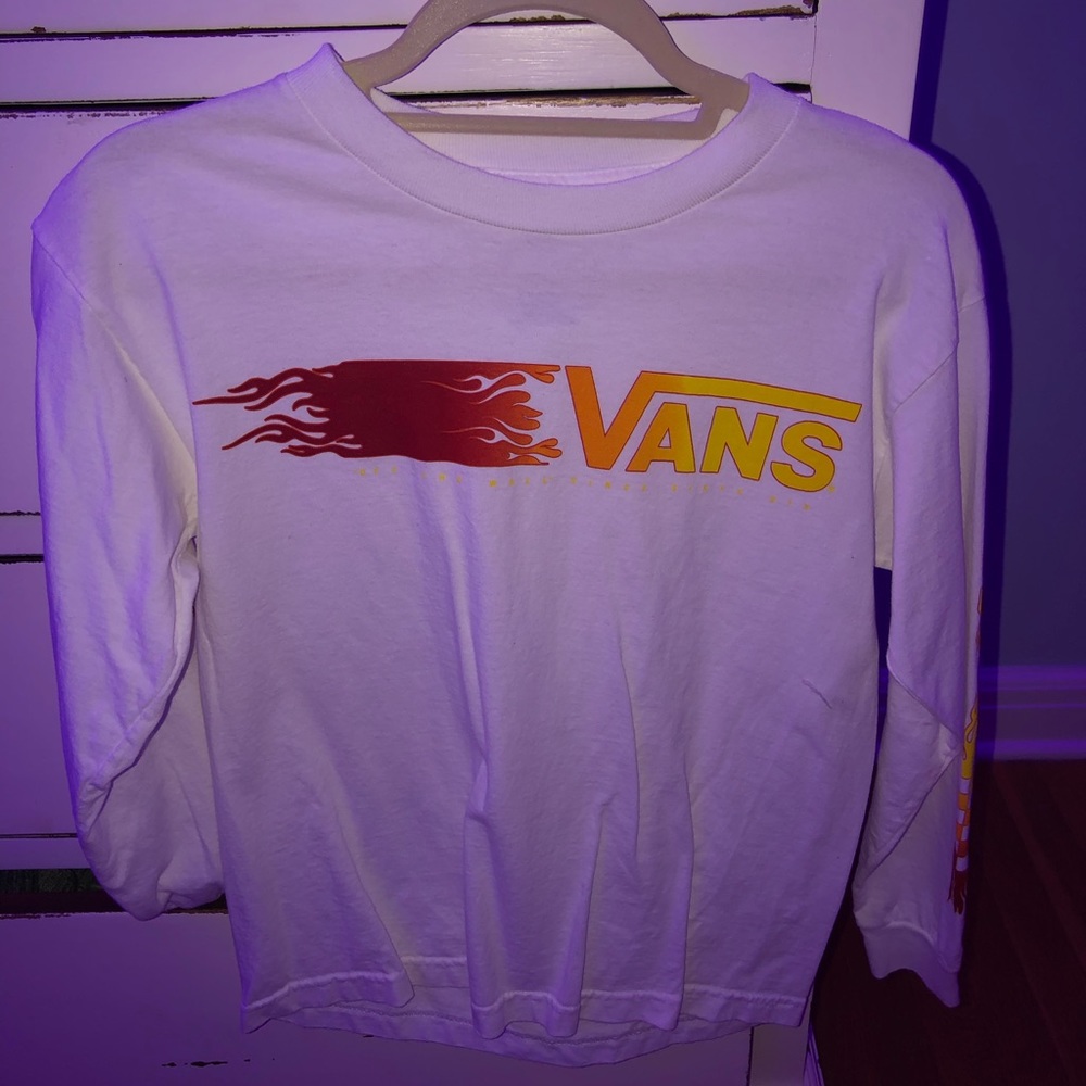 White Vans T-shirt with flame detail